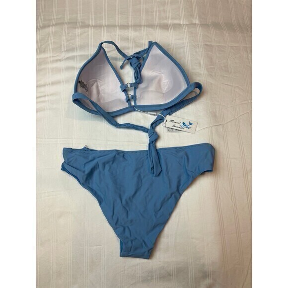 Mermaid Swimwear Blue Halter Strappy 2 Piece Bikini Size M RefM029 - Picture 8 of 8